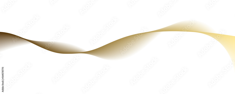 Abstract 3D smooth curve wave gold gradient isolated on transparent background for design elements in concept luxury, modern, music, science, technology.