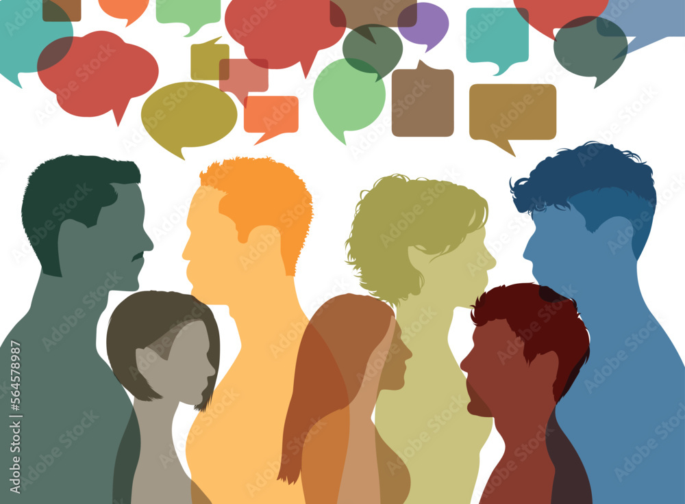People from diverse backgrounds communicating and sharing ideas and information on social networks. Equal rights for all races and protests. Communication concept. Vector Illustration