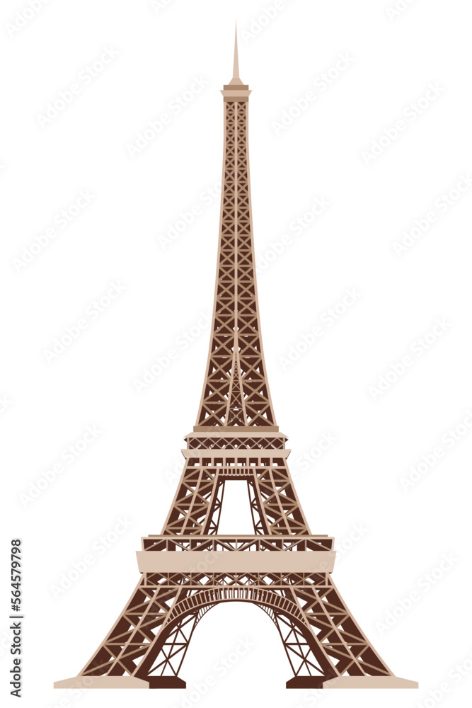 Eiffel Tower vector icon. World famous France tourist attraction symbol. International architectural monument isolated on white background. High quality badge