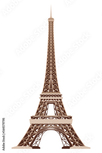 Eiffel Tower vector icon. World famous France tourist attraction symbol. International architectural monument isolated on white background. High quality badge © the8monkey