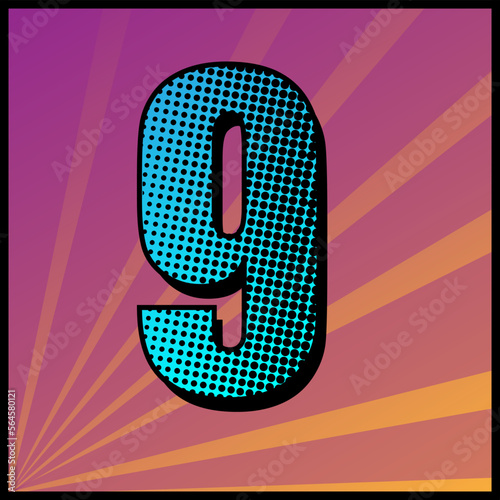 illustration with a symbol nine 9
