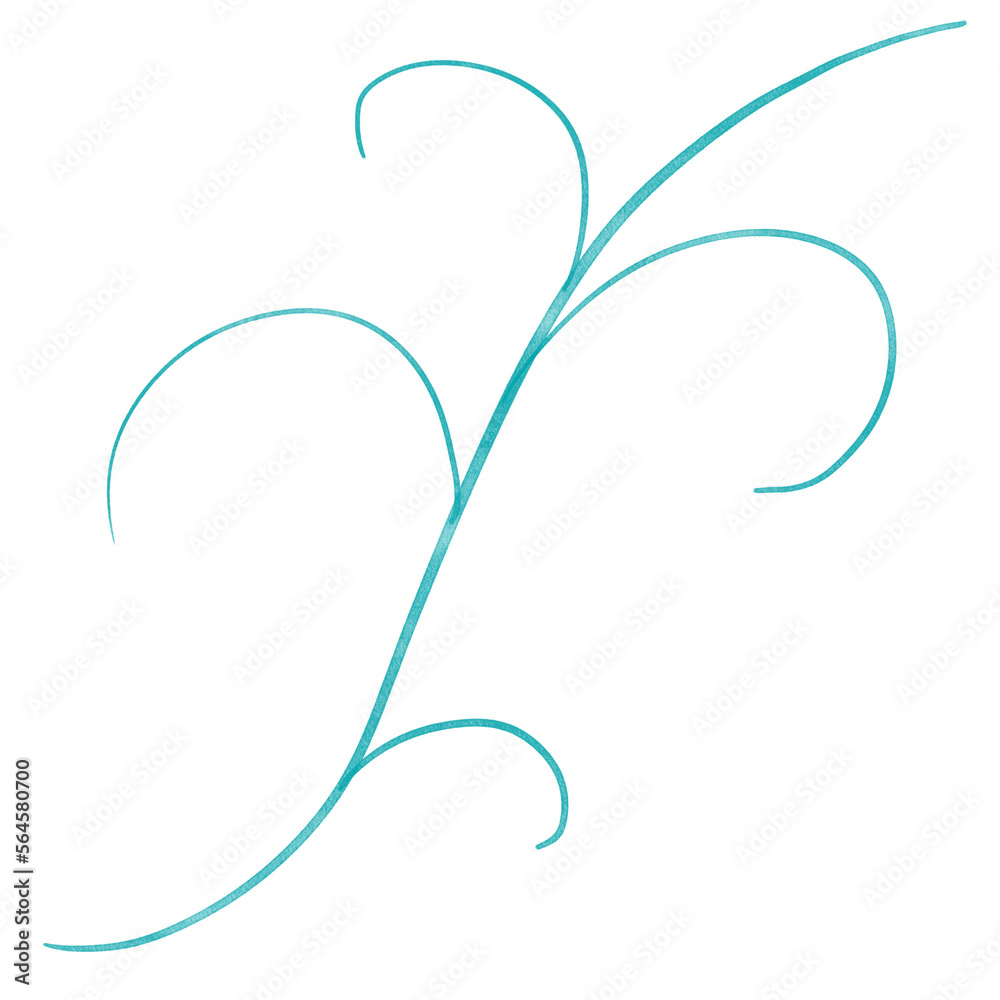 Greenery blue botanical leaf in Watercolour