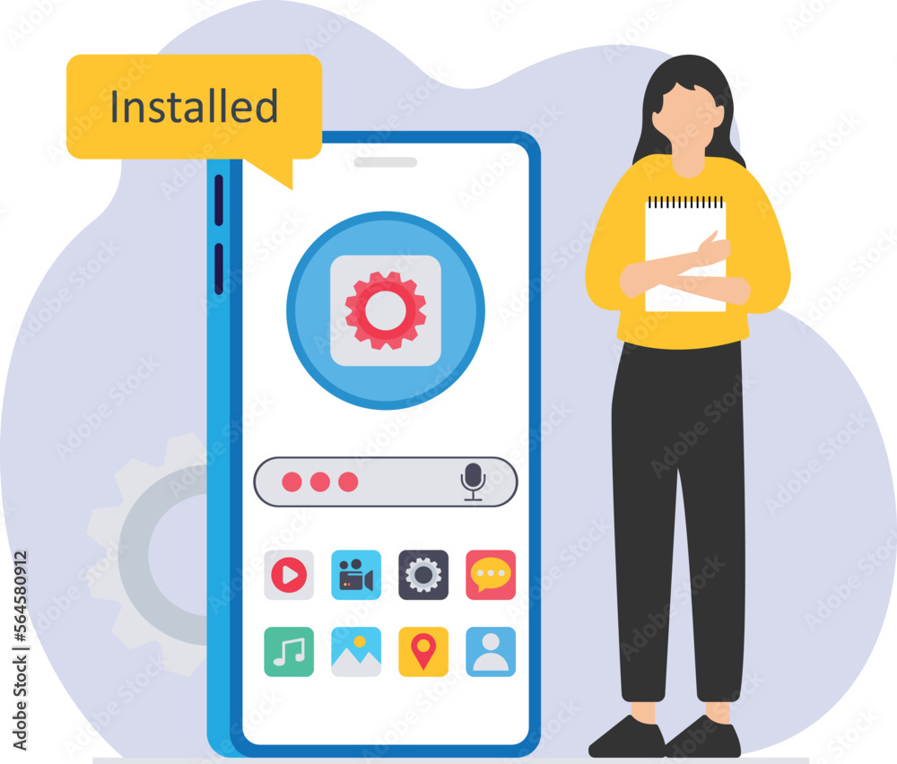 System updates with people updating operation in computing and installation programs. mobile application, Mobile application development process flat vector illustration
System updates with people updating operation in computing and installation programs. mobile application, Mobile application development process flat vector illustration