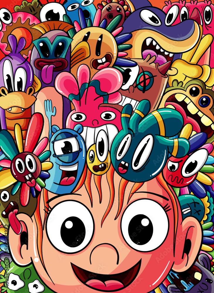 Fototapeta premium Doodle art. vector clip art illustration of doodle art.