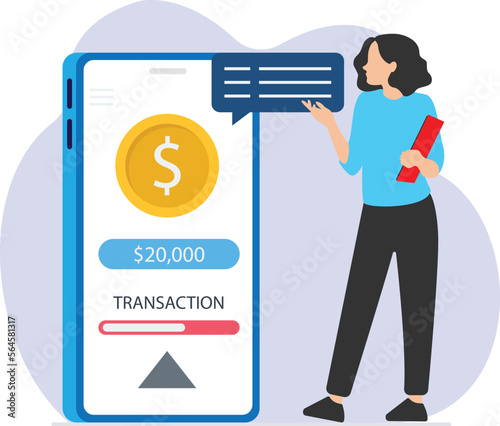 Online money transfer, Mobile online payment concept, Secure online payment transaction with smartphone, Mobile Application layout vector illustration
