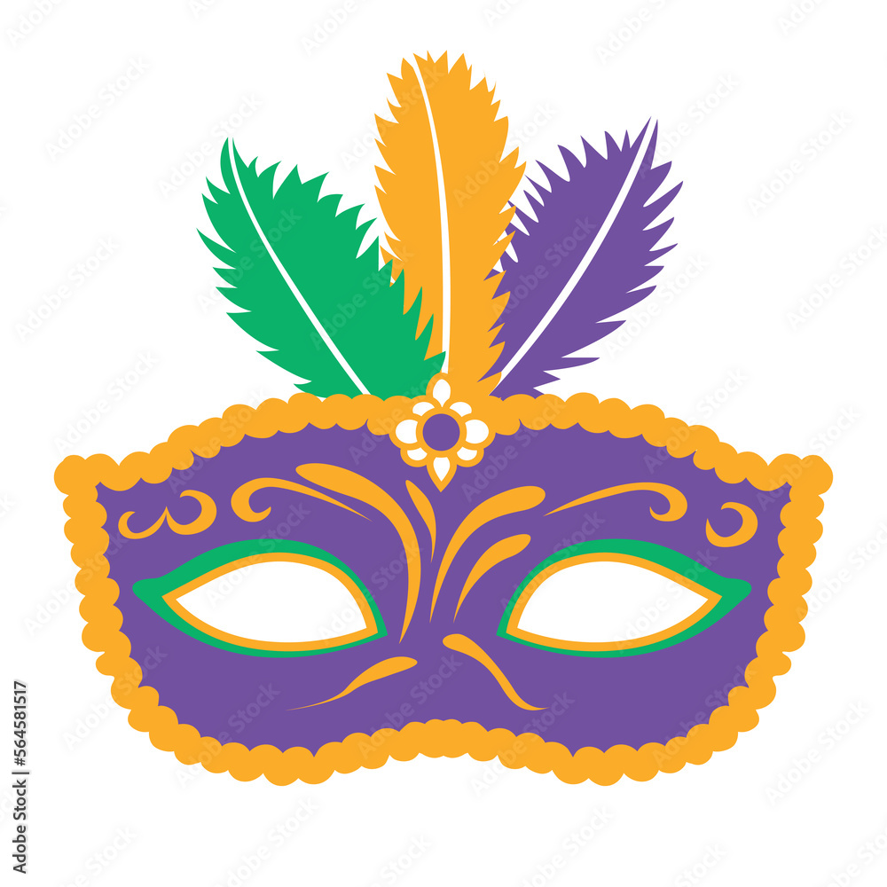 Mardi Gras Carnival mask with feathers is a simple vector illustration for the design of a postcard Mardi Gras Carnival mask with feathers is a simple vector illustration for the design of a postcard