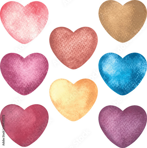 Watercolor Hearts Vector