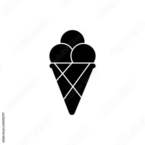Ice cream cone icon isolated. Modern sweet vanilla desert sign. Trendy vector chocolate cram symbol for web site design, button to mobile app. Logo ice cream illustration.