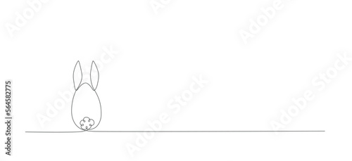 Simple line vector banner with Easter bunny shapes