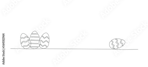Line festive Easter Eggs for banner, greeting card, web, mail
