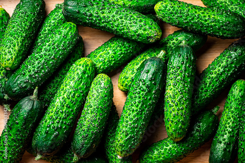Young fresh cucumbers. Macro background. 
