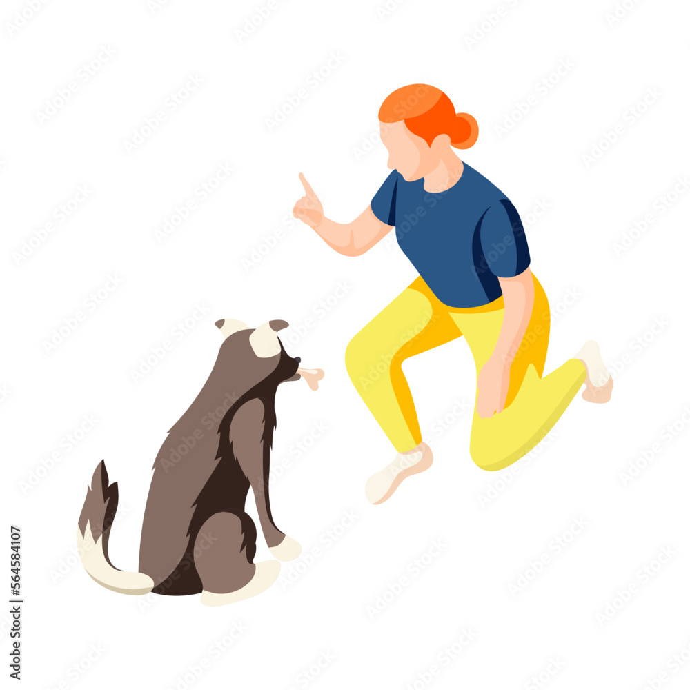 Dog Training Isometric Composition Dog Training Isometric Composition