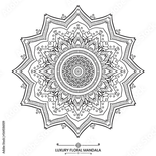 Luxury floral mandala, decorative mandala design ideal for coloring book