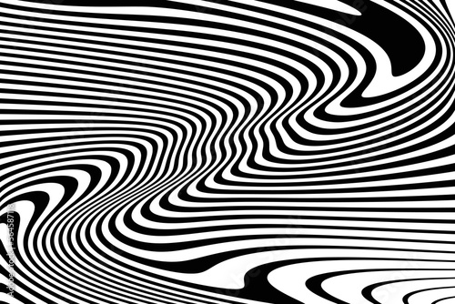 Abstract halftone wave vector optical pop art modern texture. Vector illustration of black and white pattern of abstract background lines.