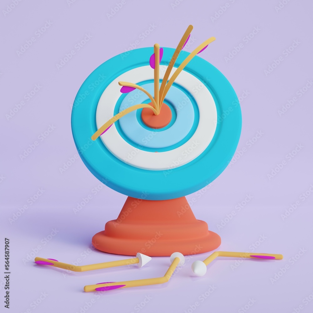 3d Rendering, target and arrows Illustration 3d Rendering, target and arrows Illustration
