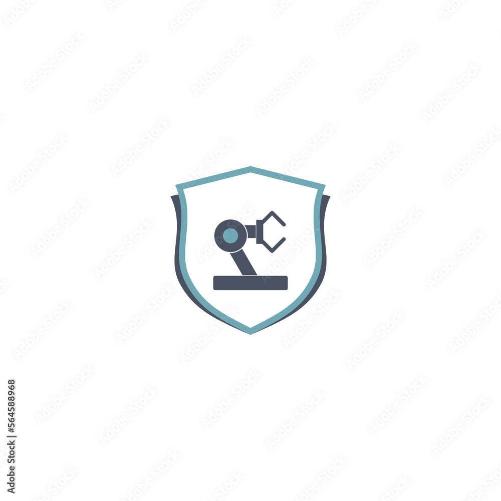Robotic arm shield icon logo isolated on white background Robotic arm shield icon logo isolated on white background