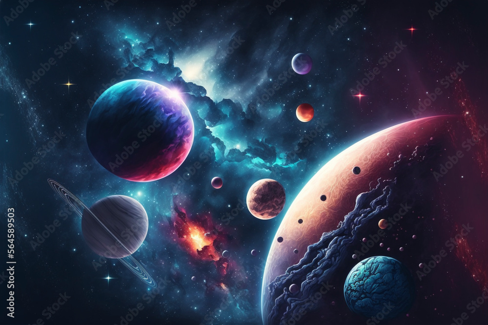 Space wallpaper banner background. Created with generative Ai technology. - obrazy, fototapety, plakaty 