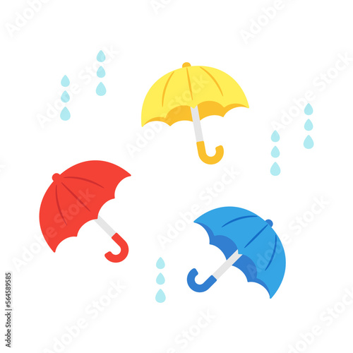 雨と3本の雨傘.