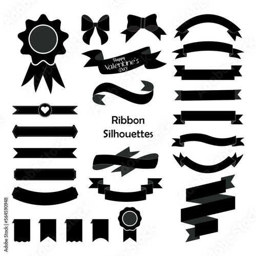 Ribbon, riband banners editable element vector or silhouettes bundle photo