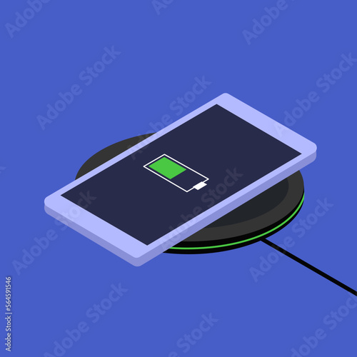 Smartphone wireless charging in flat design.