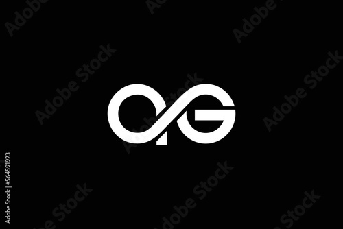 Creative and professional initial letter a g infinity logo design template on black background