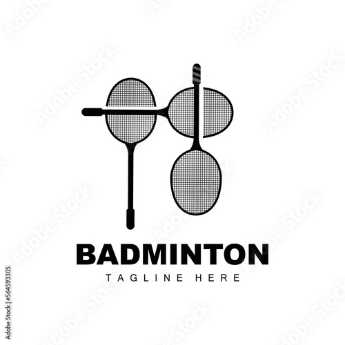 Badminton Logo, Sport Game Vector With Shuttlecock Racket, Sport Branch Design, Template Icon