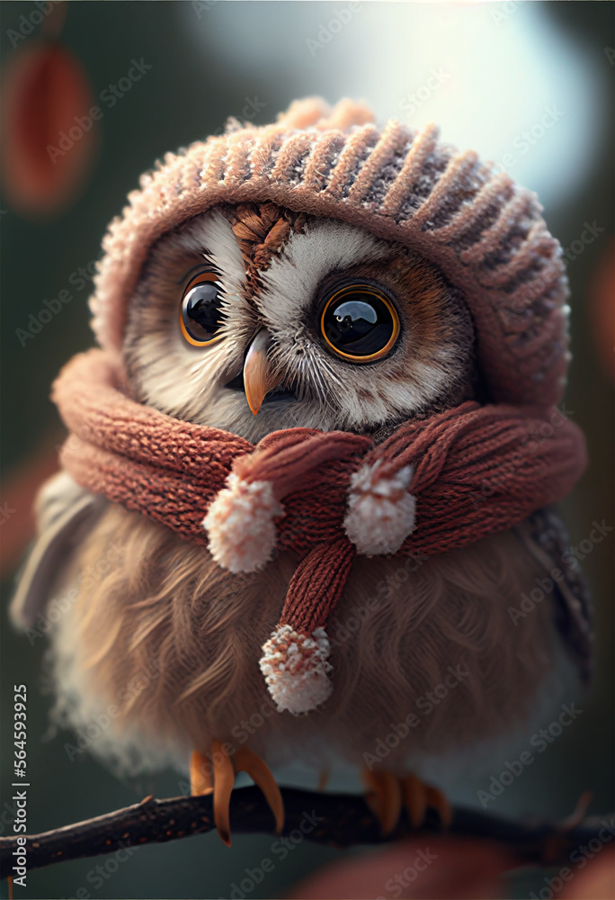 Fototapeta premium owl in the snow