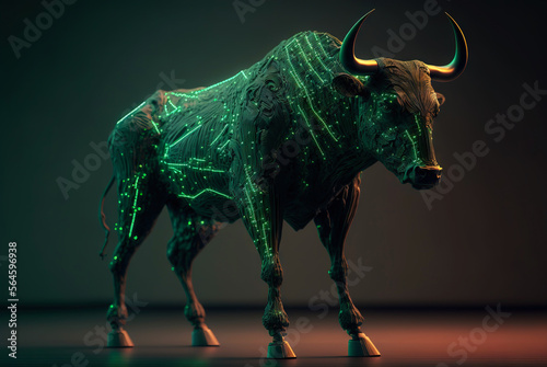 Digital bull as a concept of bull stock market. Generative AI