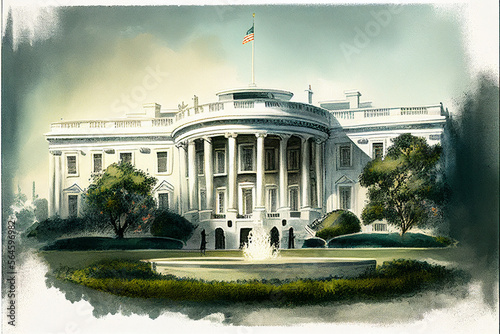 White House building in Washington DC. AI generated photo