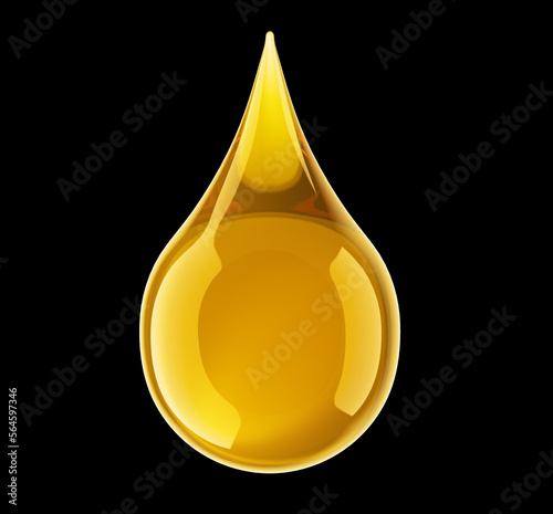 A drop of honey or syrup. 3D illustration. illustration. Isolated on black background.