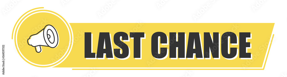 Megaphone last chance with on yellow background. Megaphone banner. Web design. Megaphone last chance with on yellow background. Megaphone banner. Web design.