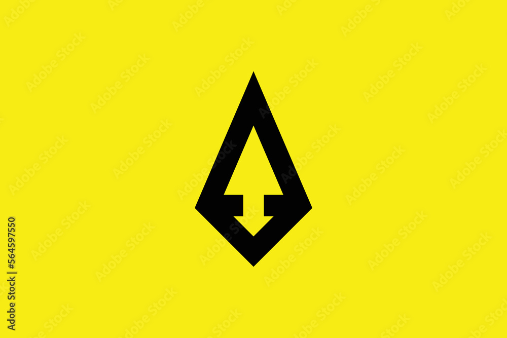 Minimal and creative initial letter a arrow logo template on yellow Background Minimal and creative initial letter a arrow logo template on yellow Background
