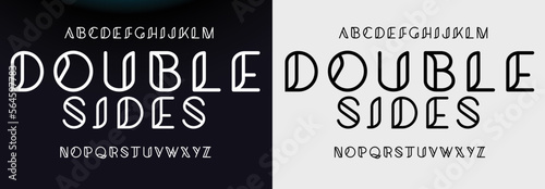 DOUBLE SIDES Sports minimal tech font letter set. Luxury vector typeface for company. Modern gaming fonts logo design.