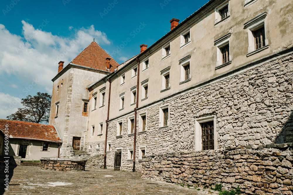 Courtyard of the Svirzh castle in Lviv region, Ukraine.