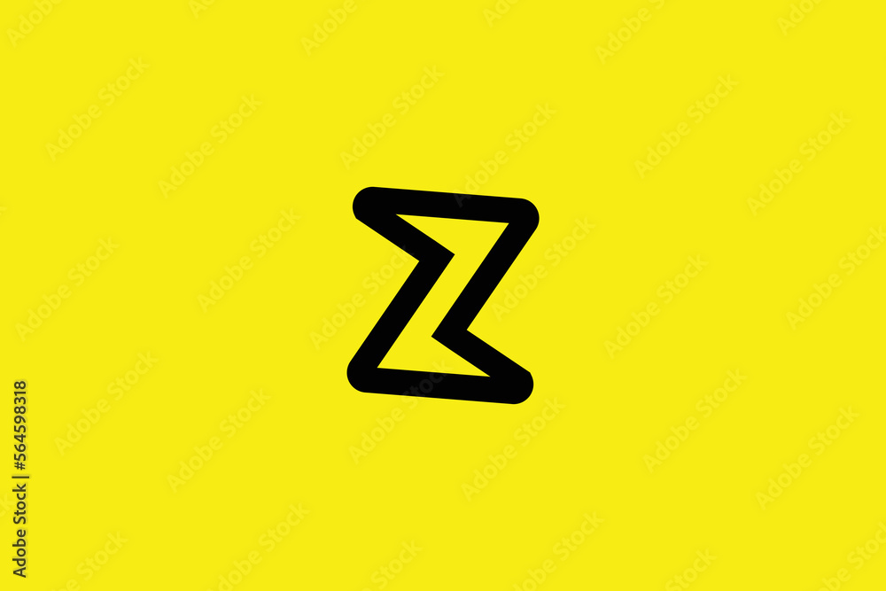 Minimal and creative initial letter z mark logo template on yellow Background - obrazy, fototapety, plakaty 