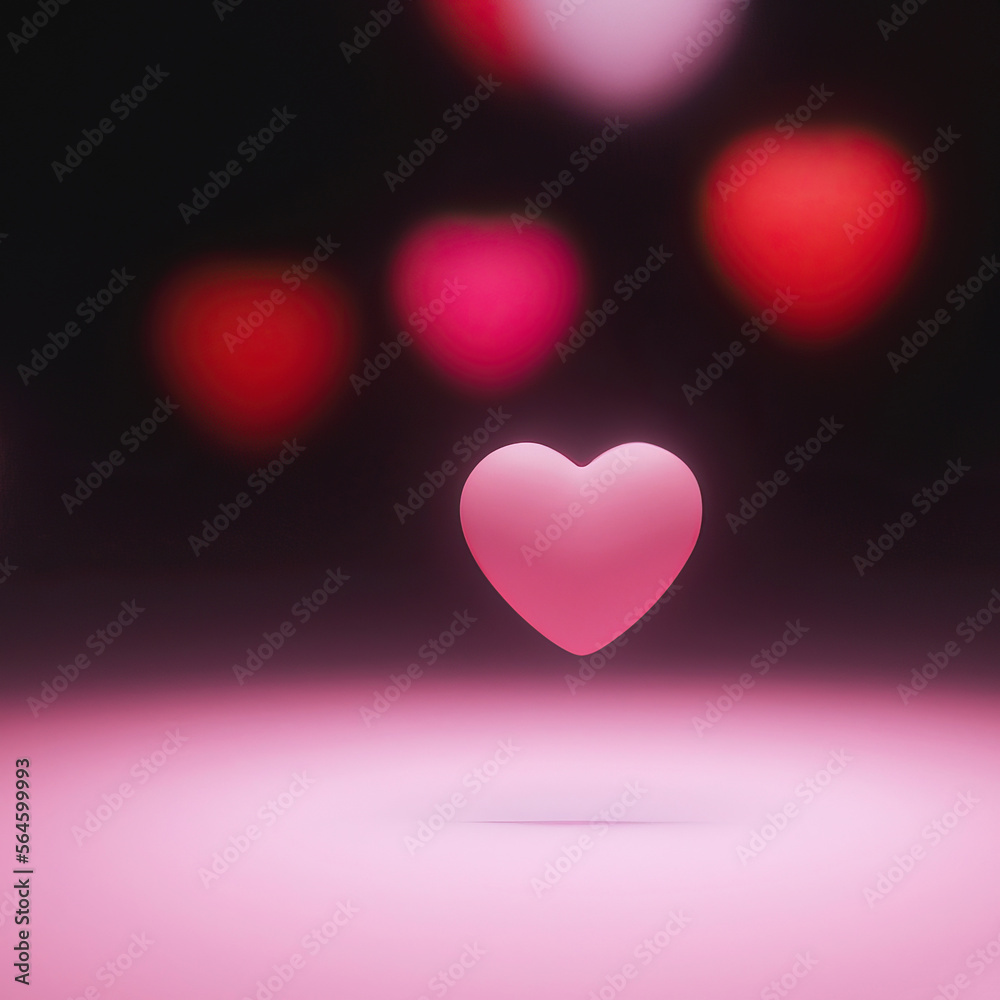 Floating hearts in pink and red with copy space Valentine love card generative ai illustration