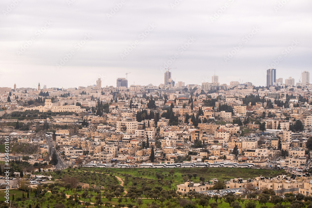 Panoramic views of ancient Jerusalem and surrounding area