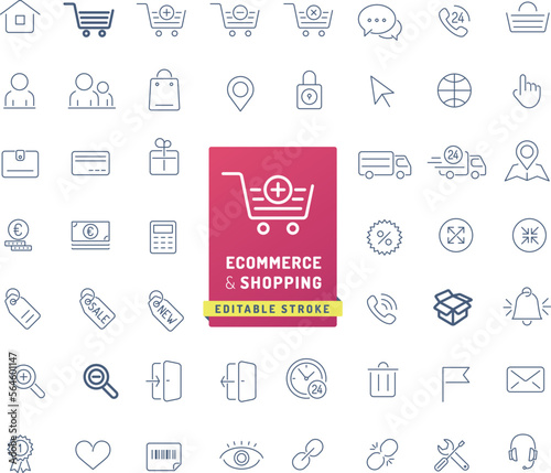 50 ecommerce & shopping icons - editable stroke