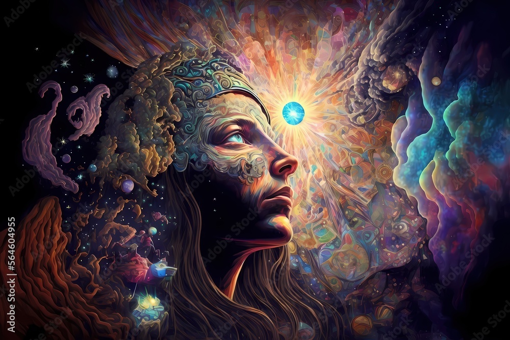 Trippy psychedelic art astral projection quantum realm, High quality