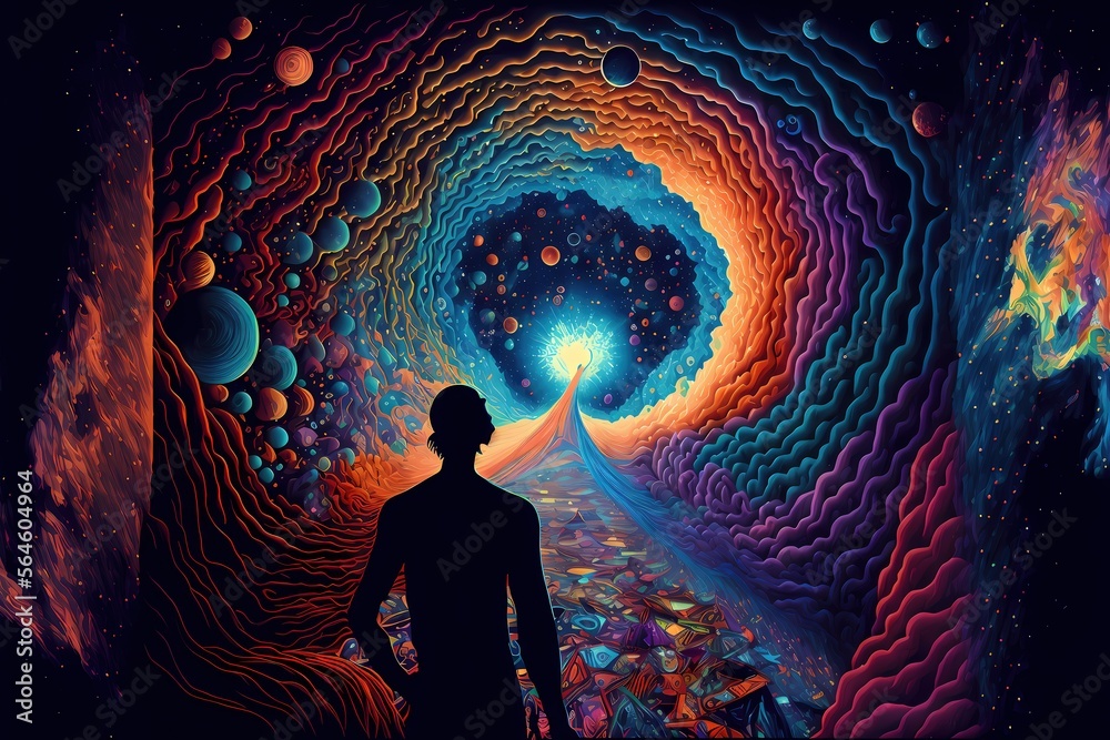 Trippy psychedelic art astral projection quantum realm, High quality  illustration. Generative AI Stock Illustration | Adobe Stock