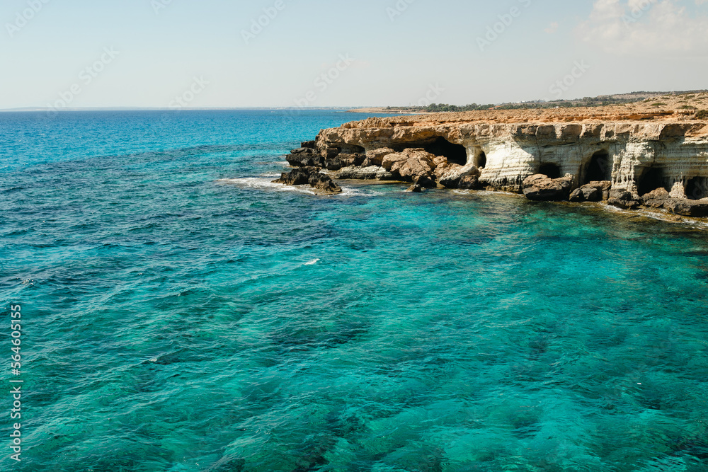 Coastal view on the caves and sea in Cape Greco, Ayia Napa