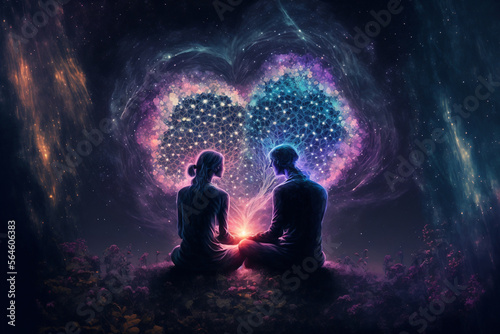 Lovers in Meditation: A romantic story illustrated with Generative AI 