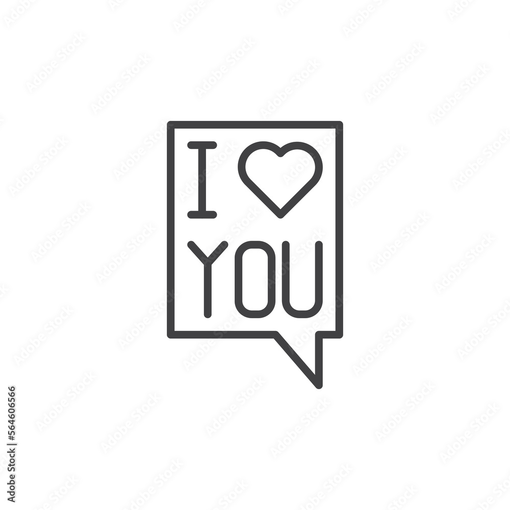 I love you message line icon. linear style sign for mobile concept and web design. I love you message line icon. linear style sign for mobile concept and web design.
