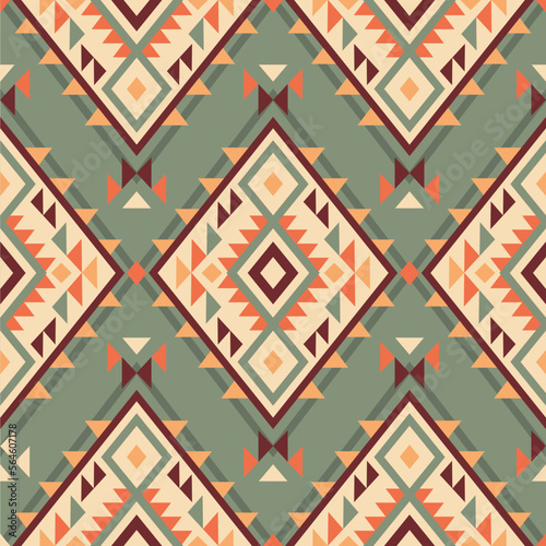 Hand Drawn Tribal Vector Seamless Pattern. Navajo Graphic Print. Aztec Geometric Background. Ethnic Boho Eye Dazzler Design perfect for Textiles, Fabric. photo