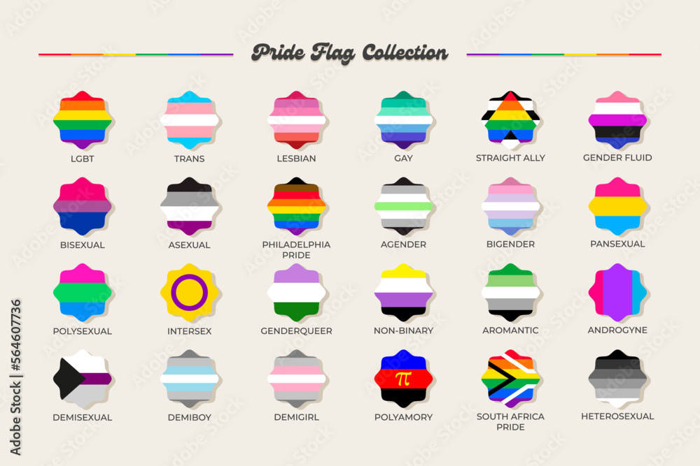 LGBTQ+ sexual identity pride flags collection. Flag of gay, transgender, bisexual, lesbian etc. Pride concept LGBTQ+ sexual identity pride flags collection. Flag of gay, transgender, bisexual, lesbian etc. Pride concept