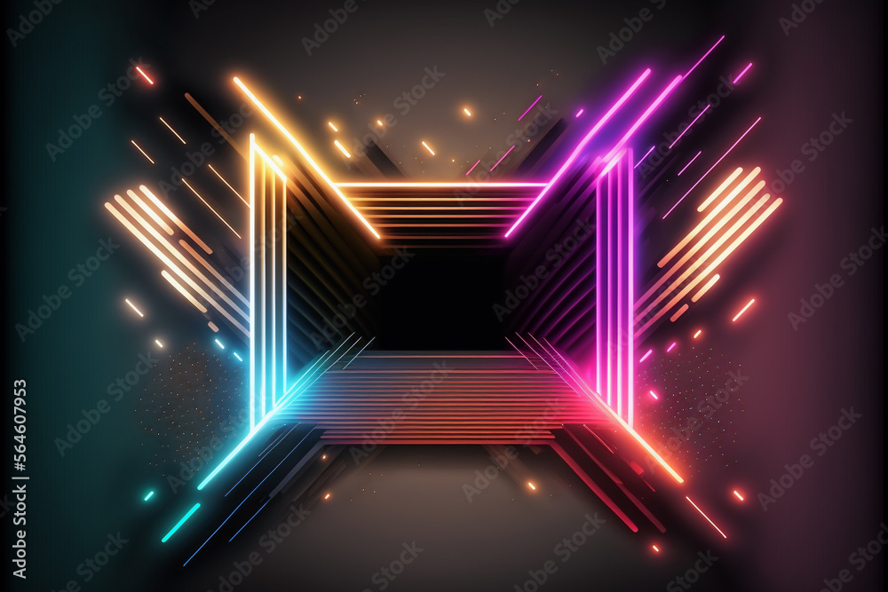 realistic neon lights background made with Generative AI technology