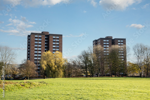 dated high rise flates ajacent to Hanley park stoke on trent photo
