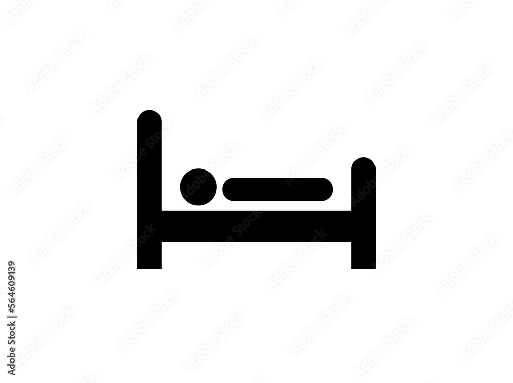 Man in bed icon. Human vector sleeping, sleep and rest concept isolated on white background Man in bed icon. Human vector sleeping, sleep and rest concept isolated on white background