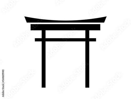 Torii icon. Black Japanese portal design isolated on white background. Entrance concept vector