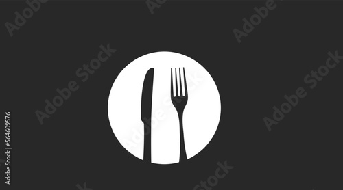 Vector Isolated Illustration of a Rounded Restaurant Icon with Cutlery
